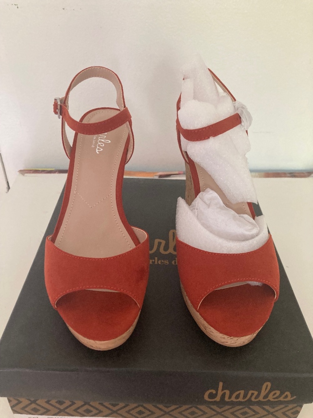 Never worn Charles David cork wedge